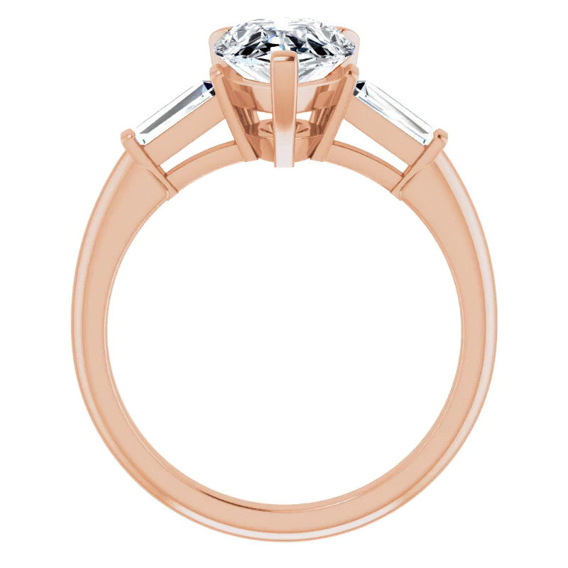 Pear & Baguette Moissanite Engagement Ring