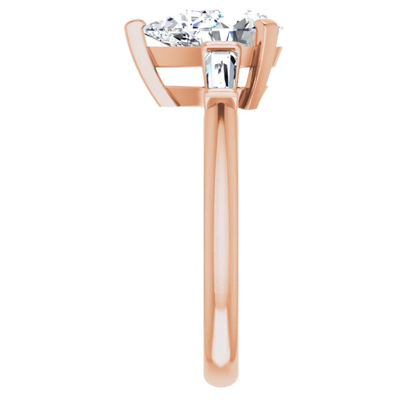 Pear & Baguette Moissanite Engagement Ring