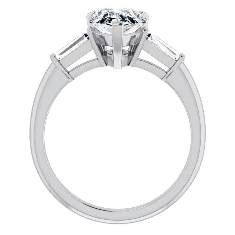 Pear & Baguette Moissanite Engagement Ring