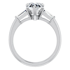 Pear & Baguette Moissanite Engagement Ring