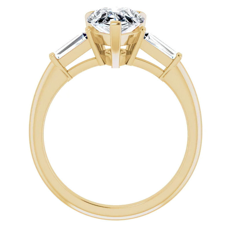 Pear & Baguette Moissanite Engagement Ring