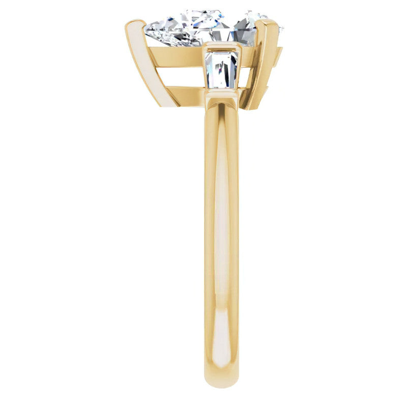 Pear & Baguette Moissanite Engagement Ring