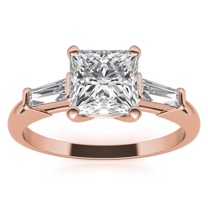 Princess & Baguette Moissanite Engagement Ring