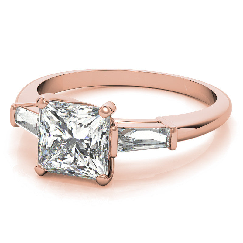 Princess & Baguette Moissanite Engagement Ring