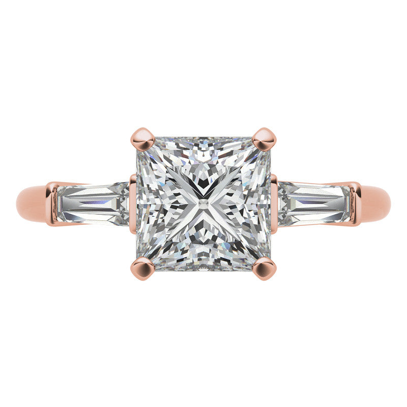 Princess & Baguette Moissanite Engagement Ring