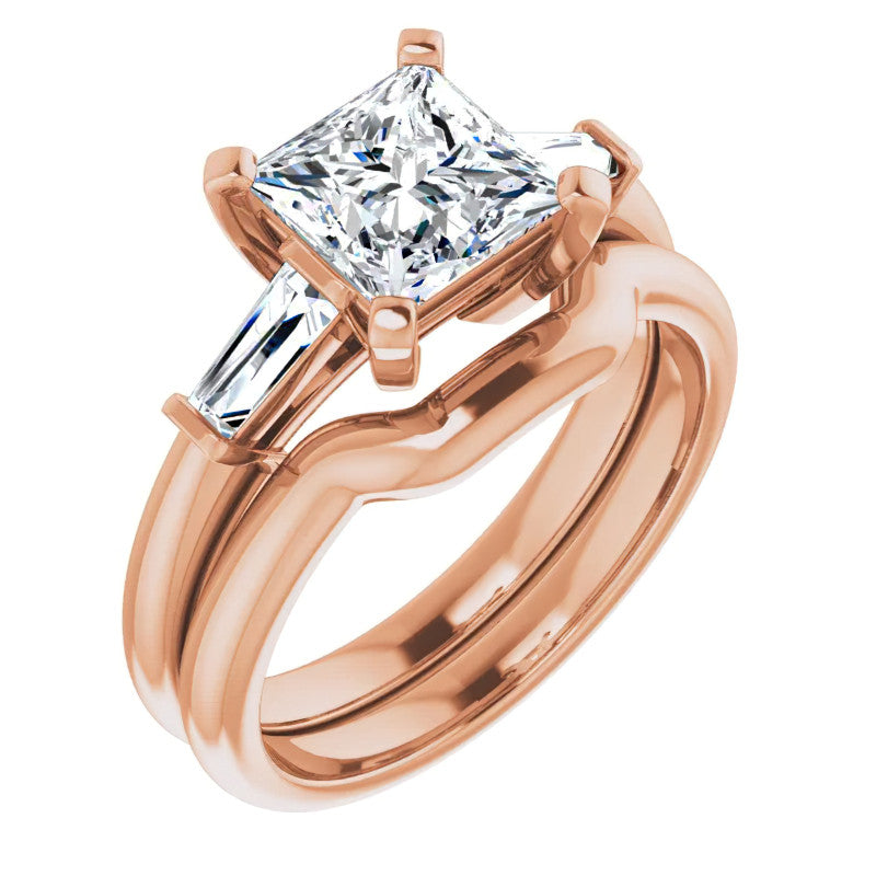 Princess & Baguette Moissanite Engagement Ring