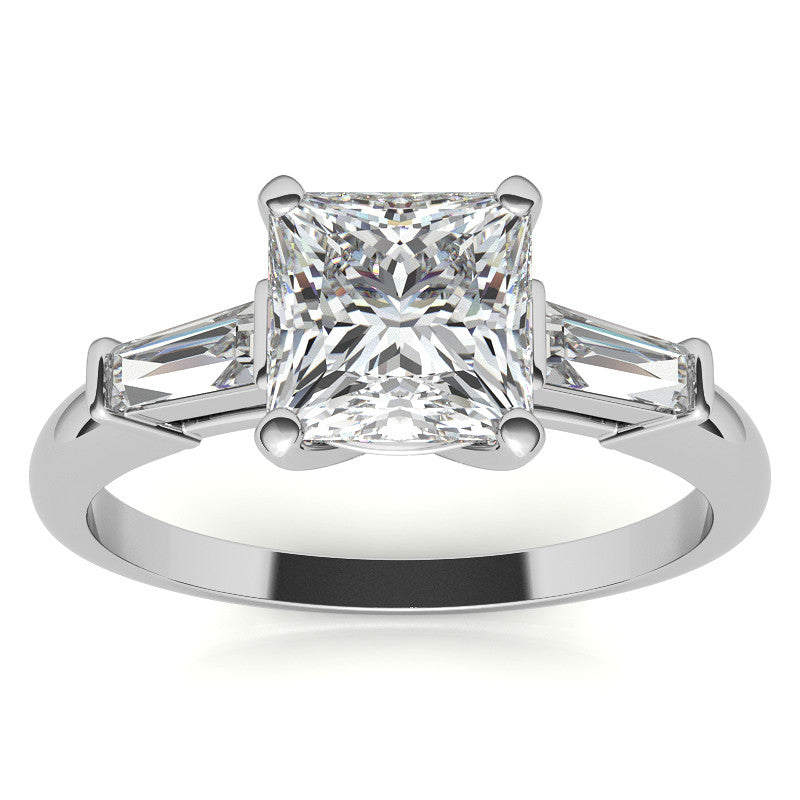 Princess & Baguette Moissanite Engagement Ring