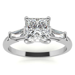 Princess & Baguette Moissanite Engagement Ring