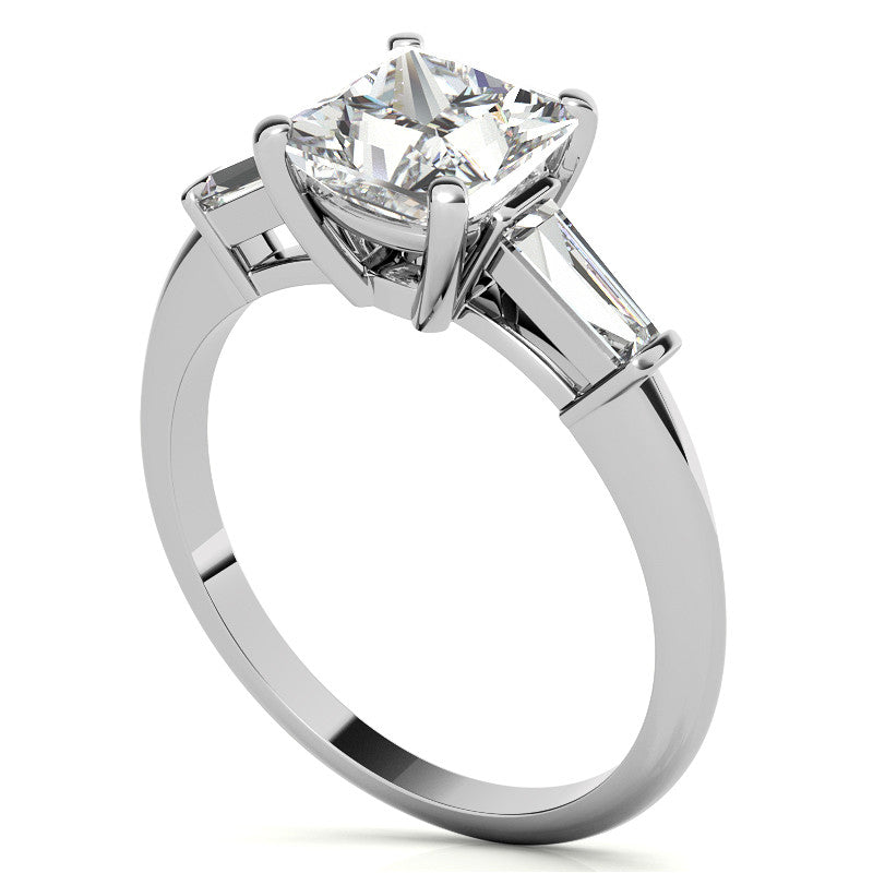 Princess & Baguette Moissanite Engagement Ring