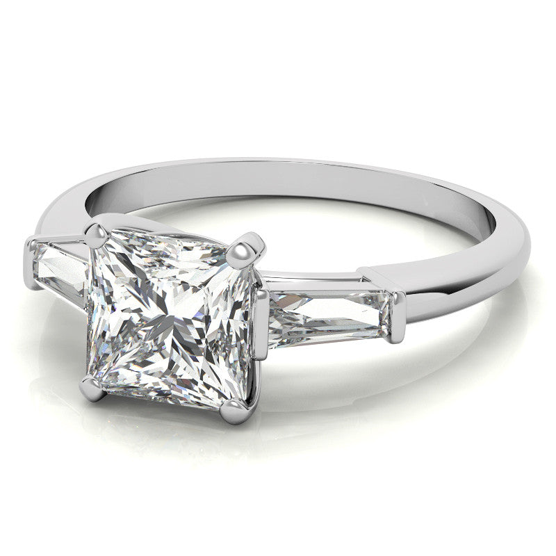 Princess & Baguette Moissanite Engagement Ring