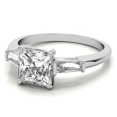 Princess & Baguette Moissanite Engagement Ring
