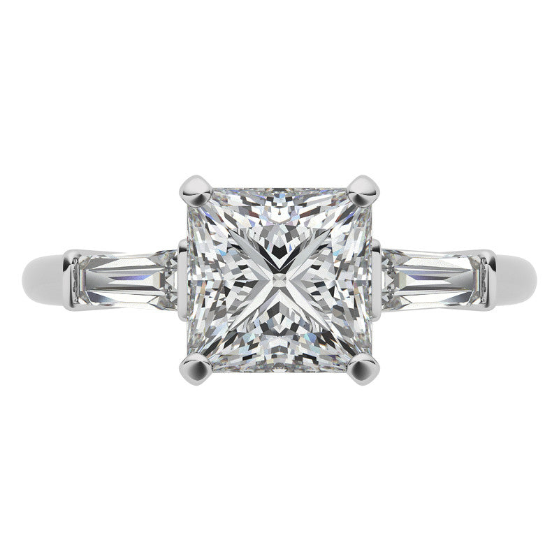 Princess & Baguette Moissanite Engagement Ring
