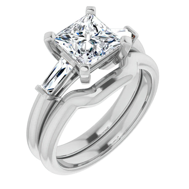 Princess & Baguette Moissanite Engagement Ring