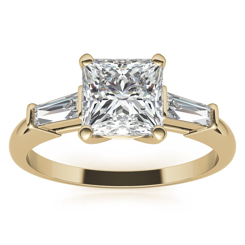 Princess & Baguette Moissanite Engagement Ring