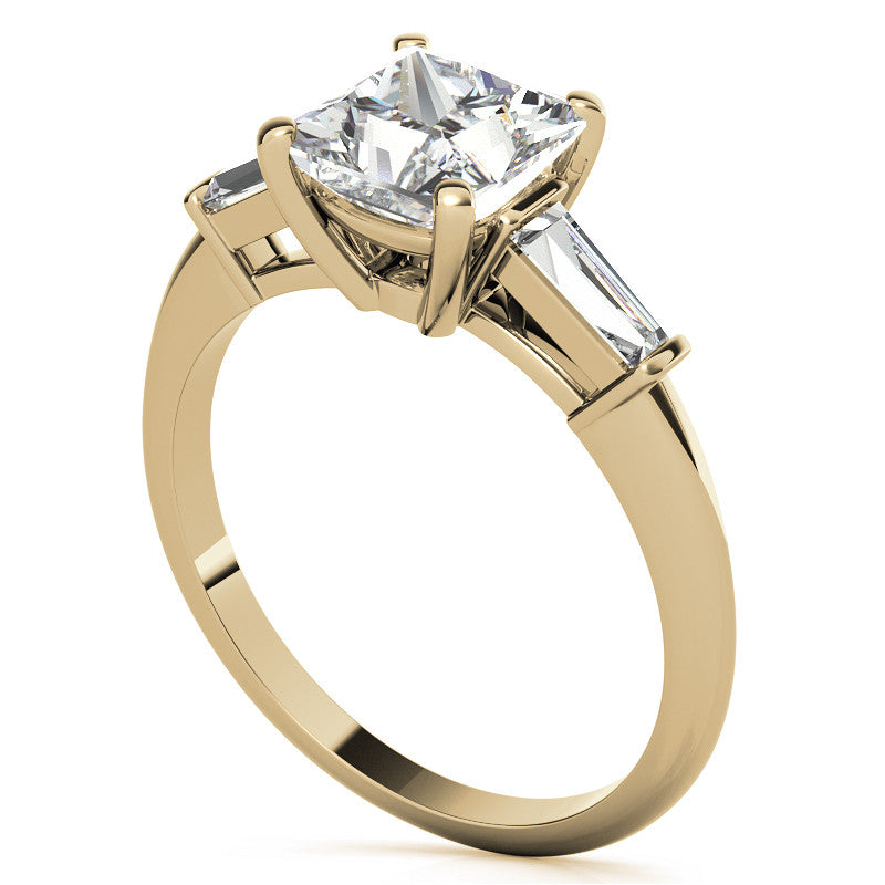 Princess & Baguette Moissanite Engagement Ring