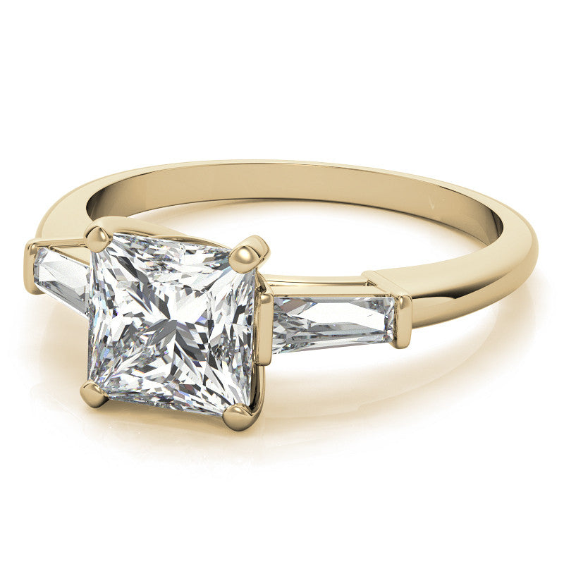 Princess & Baguette Moissanite Engagement Ring