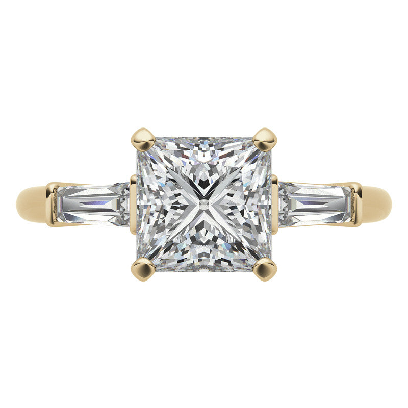 Princess & Baguette Moissanite Engagement Ring