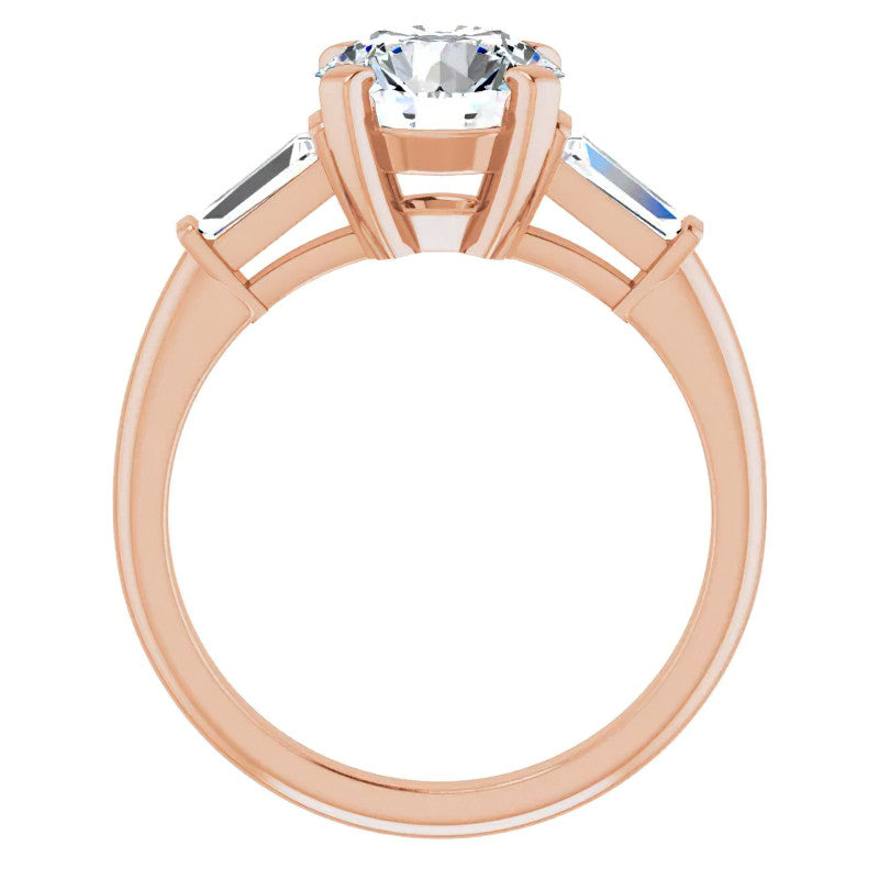 Round & Baguette Moissanite Engagement Ring