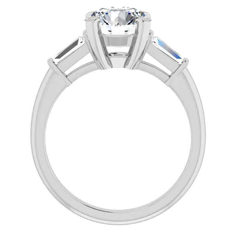 Round & Baguette Moissanite Engagement Ring