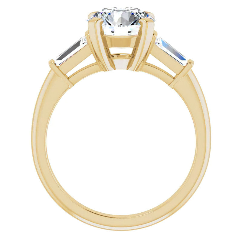 Round & Baguette Moissanite Engagement Ring