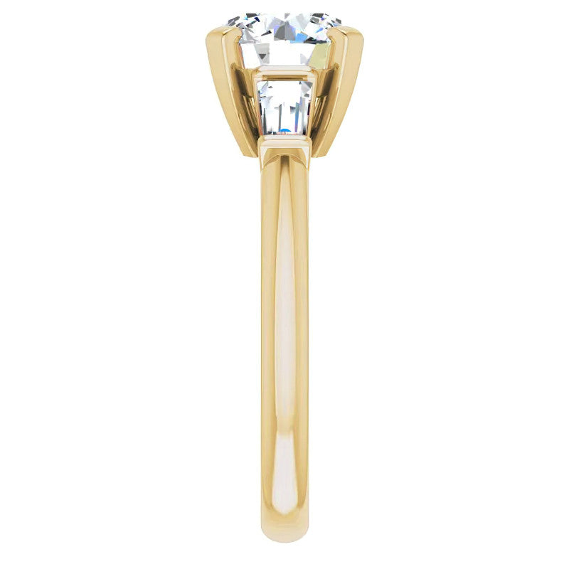 Round & Baguette Moissanite Engagement Ring