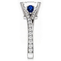 Emerald Moissanite & Pear Blue Sapphire Engagement Ring