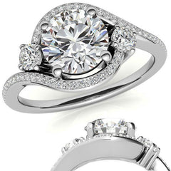 Accented Bypass Halo Engagement Ring