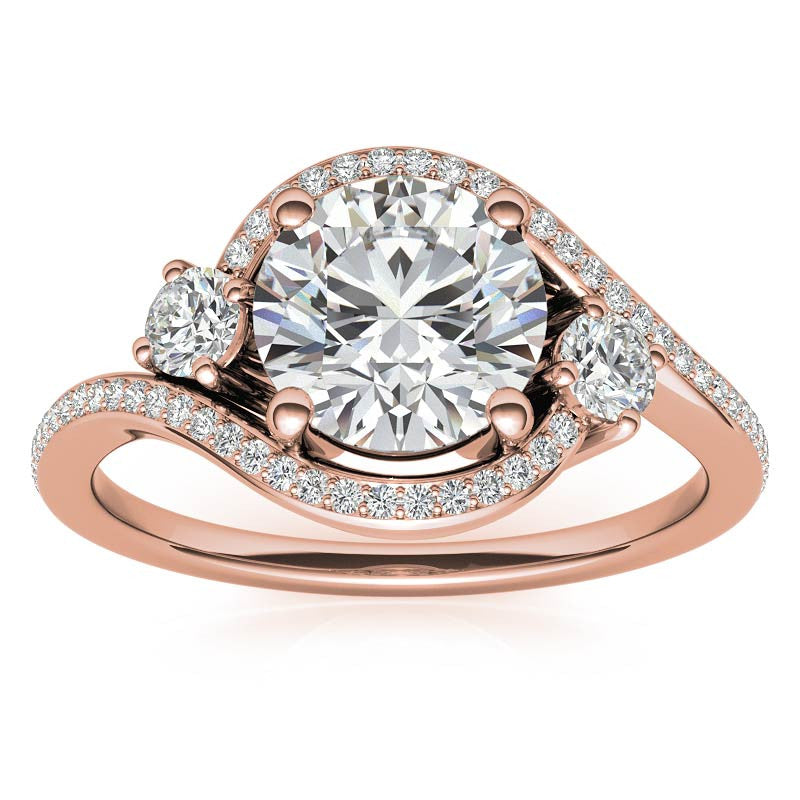 Accented Bypass Halo Engagement Ring
