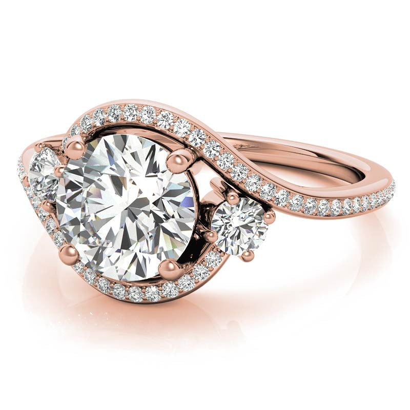 Accented Bypass Halo Engagement Ring
