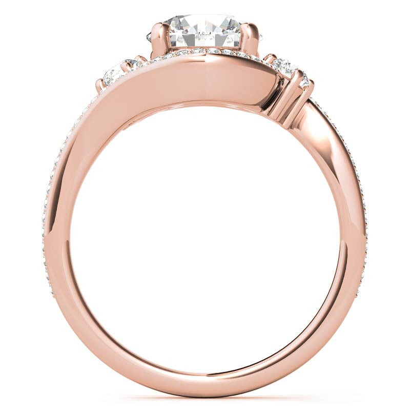 Accented Bypass Halo Engagement Ring