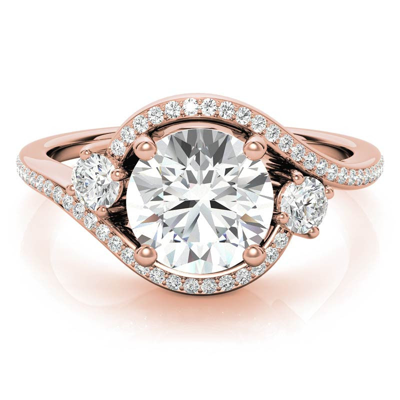 Accented Bypass Halo Engagement Ring