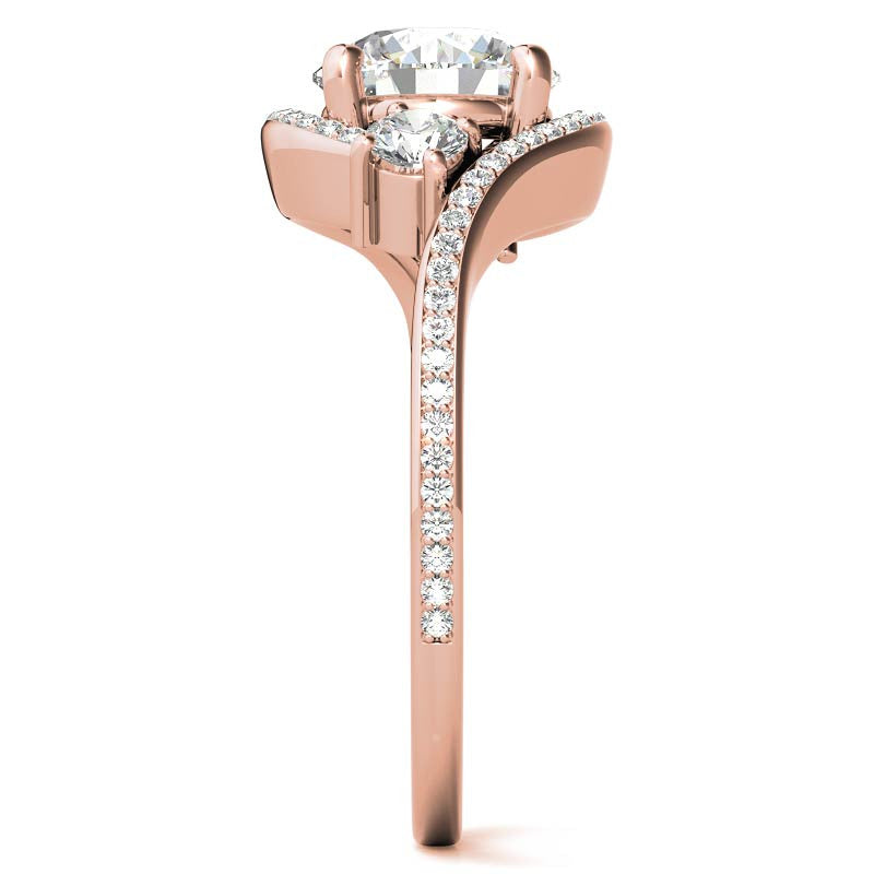 Accented Bypass Halo Engagement Ring