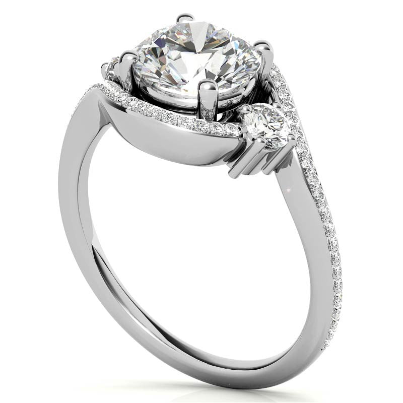 Accented Bypass Halo Engagement Ring