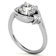 Accented Bypass Halo Engagement Ring