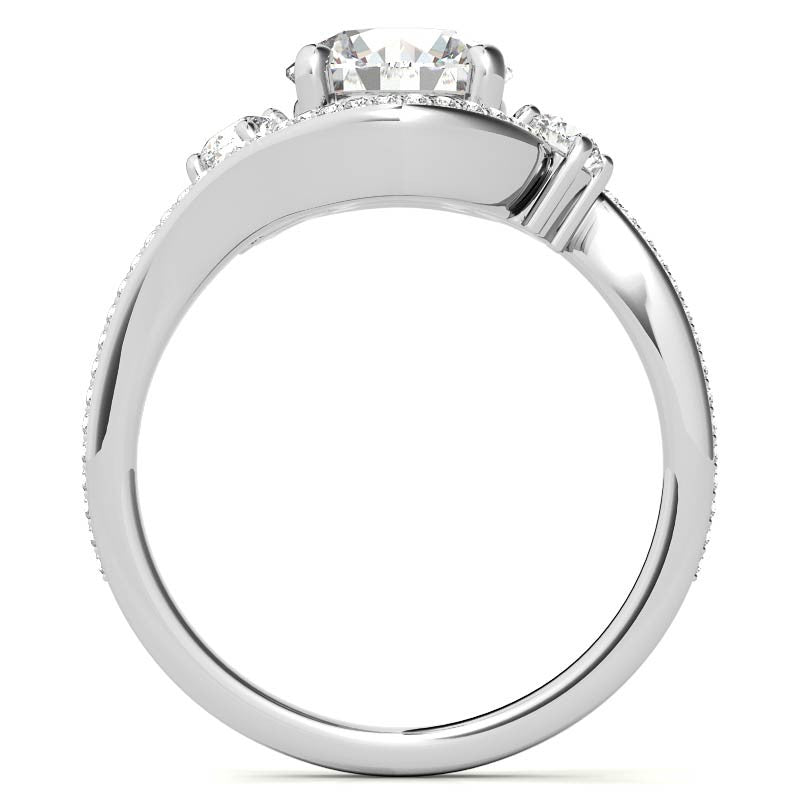 Accented Bypass Halo Engagement Ring