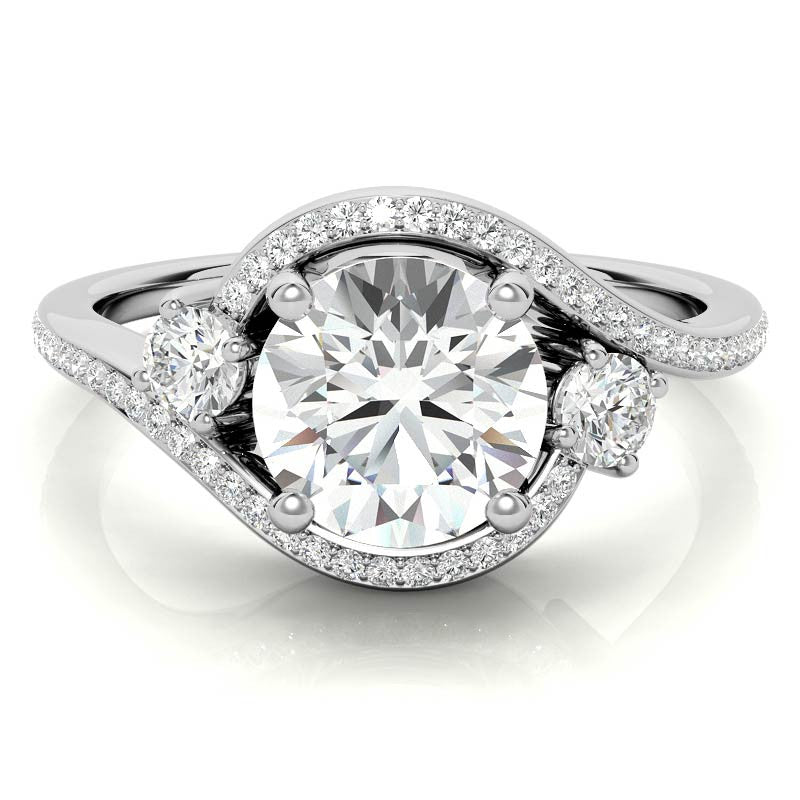 Accented Bypass Halo Engagement Ring