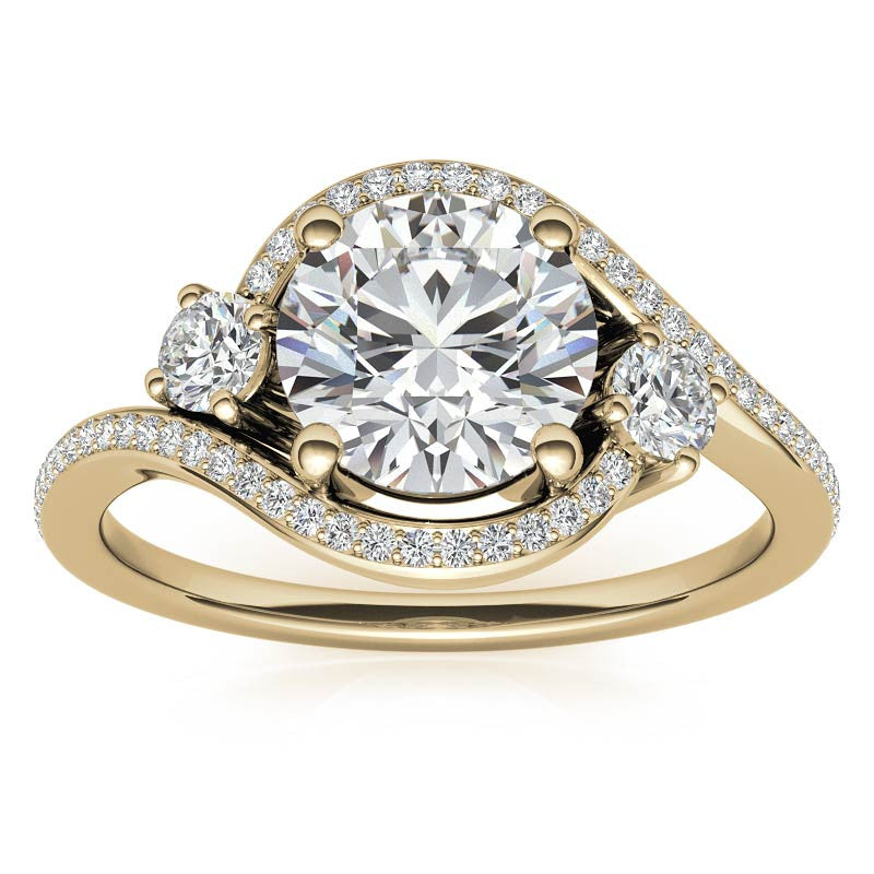 Accented Bypass Halo Engagement Ring