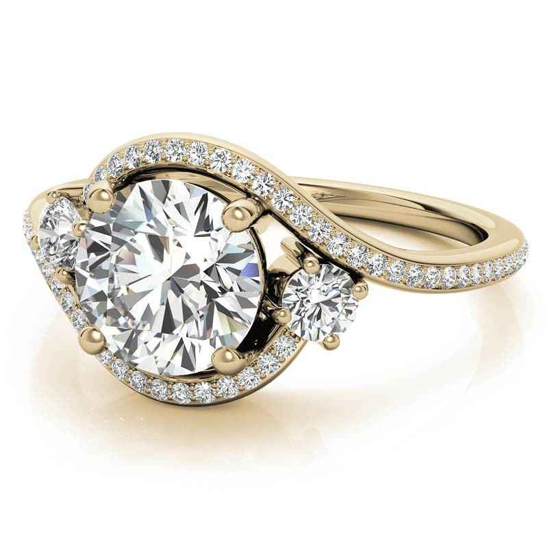 Accented Bypass Halo Engagement Ring