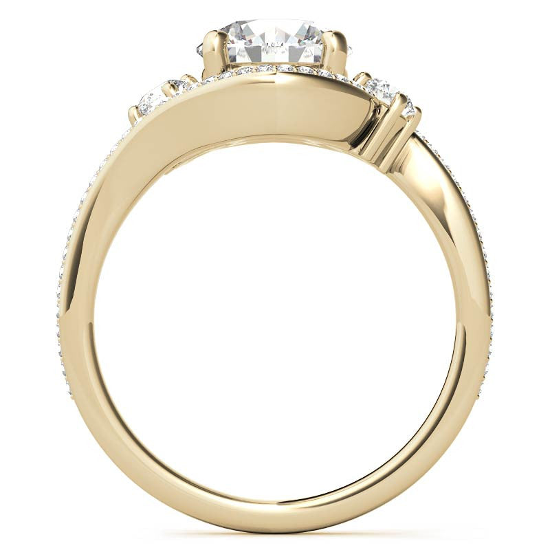 Accented Bypass Halo Engagement Ring
