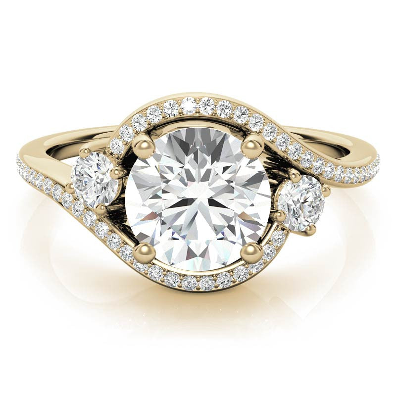 Accented Bypass Halo Engagement Ring
