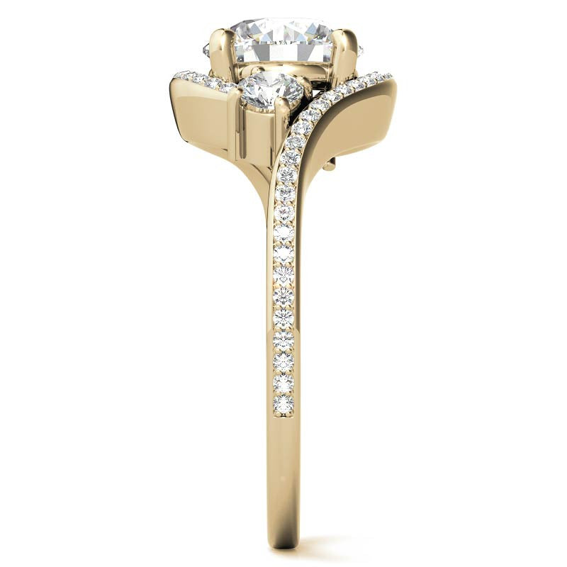 Accented Bypass Halo Engagement Ring