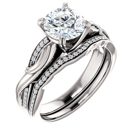 Round Moissanite Infinity Accented Engagement Ring