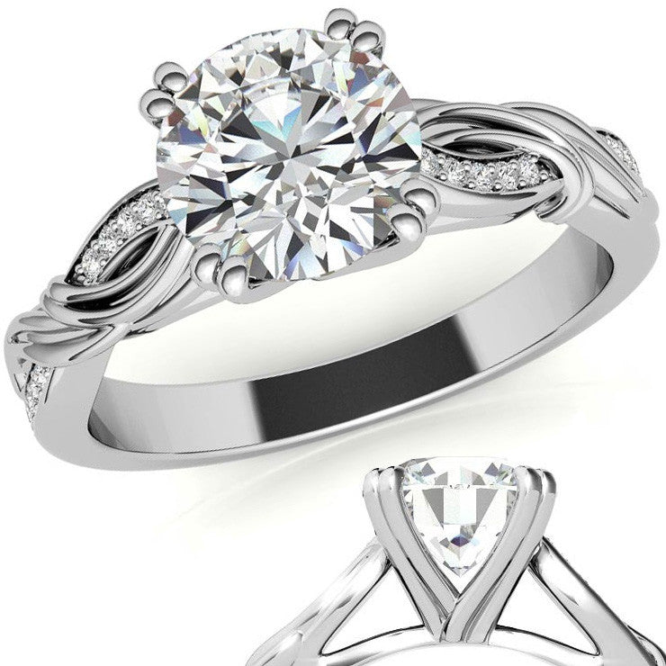 Round Moissanite Infinity Accented Engagement Ring