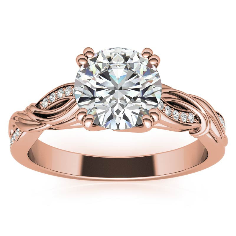Round Moissanite Infinity Accented Engagement Ring