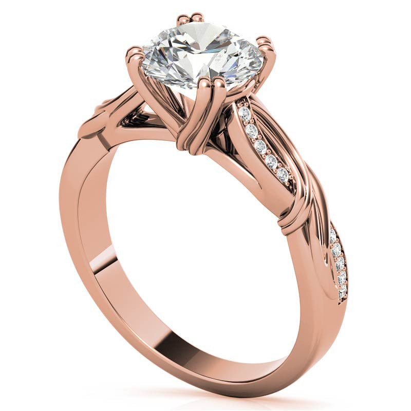 Round Moissanite Infinity Accented Engagement Ring