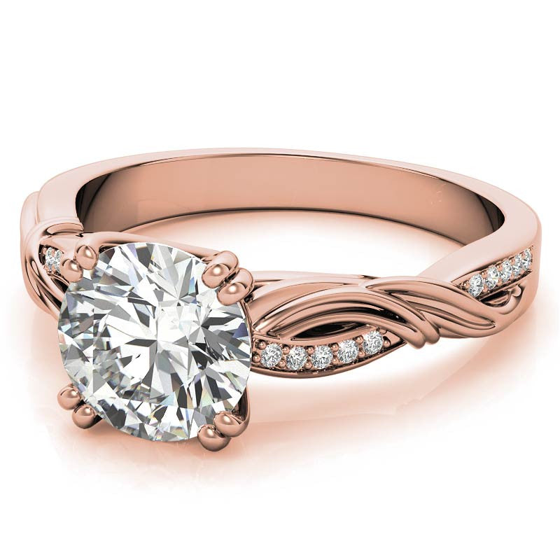 Round Moissanite Infinity Accented Engagement Ring