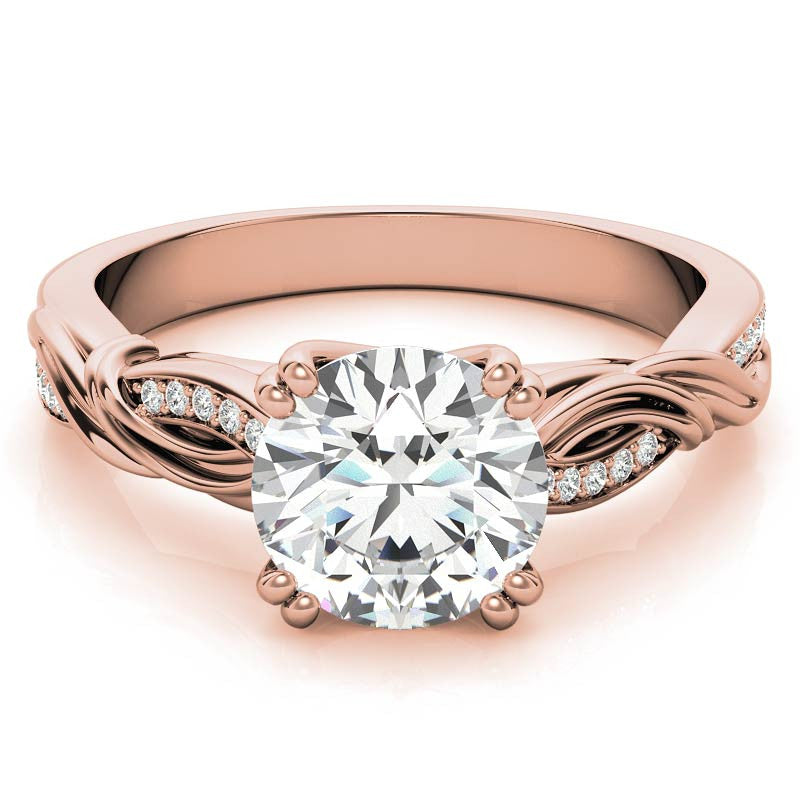 Round Moissanite Infinity Accented Engagement Ring