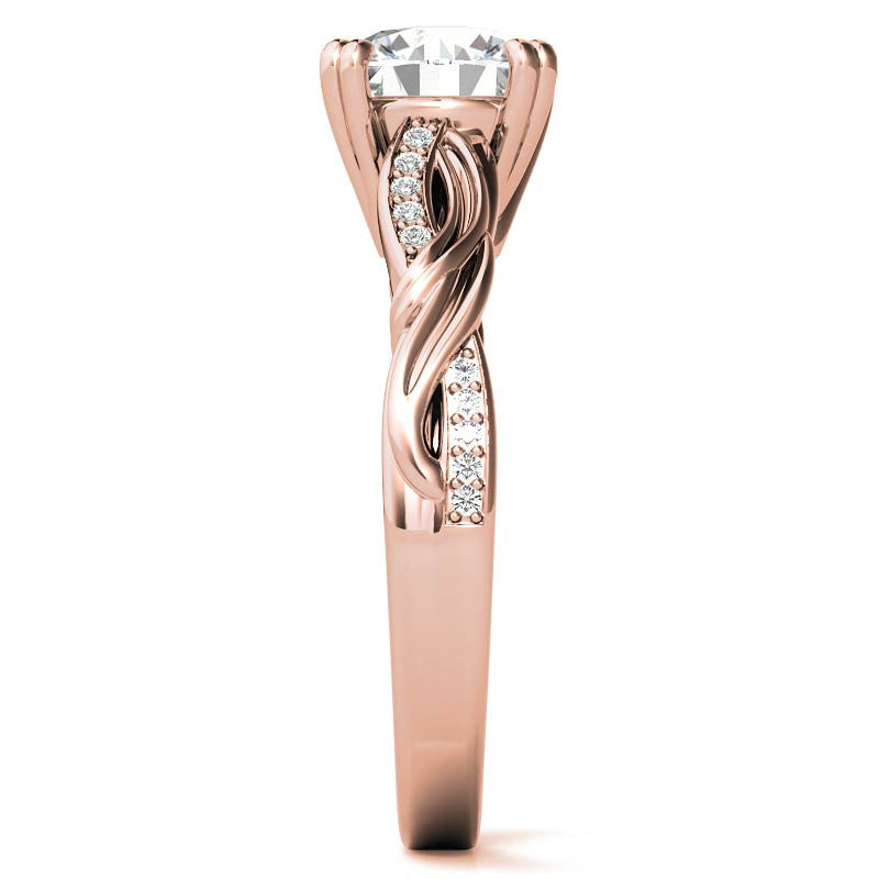 Round Moissanite Infinity Accented Engagement Ring