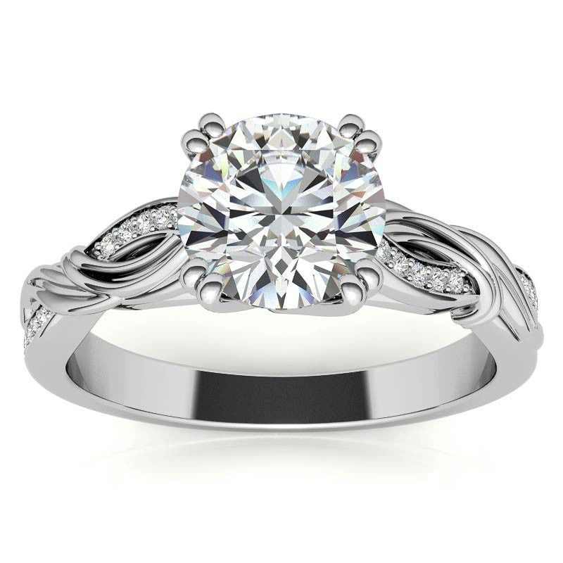 Round Moissanite Infinity Accented Engagement Ring