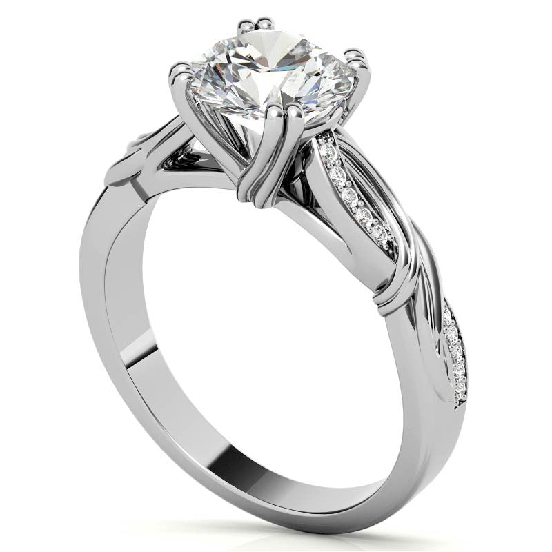 Round Moissanite Infinity Accented Engagement Ring